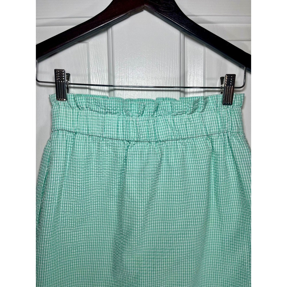 Lauren James Skirt Womens XS Seafoam Green Seersucker Scalloped Paperbag Mini - Picture 4 of 8